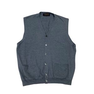 Brooks Bothers Merino Wool Blend Sweater Vest Sz Medium Blue Gray